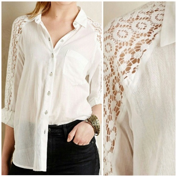 Anthropologie | Sheer lace-detailed blouse - Picture 6 of 8